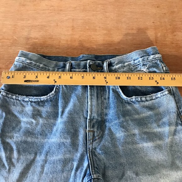 Allsaints Mazzy Cropped Wide Leg Jean Women 27 Blue Mid Rise Distressed Raw Hem - Picture 8 of 12